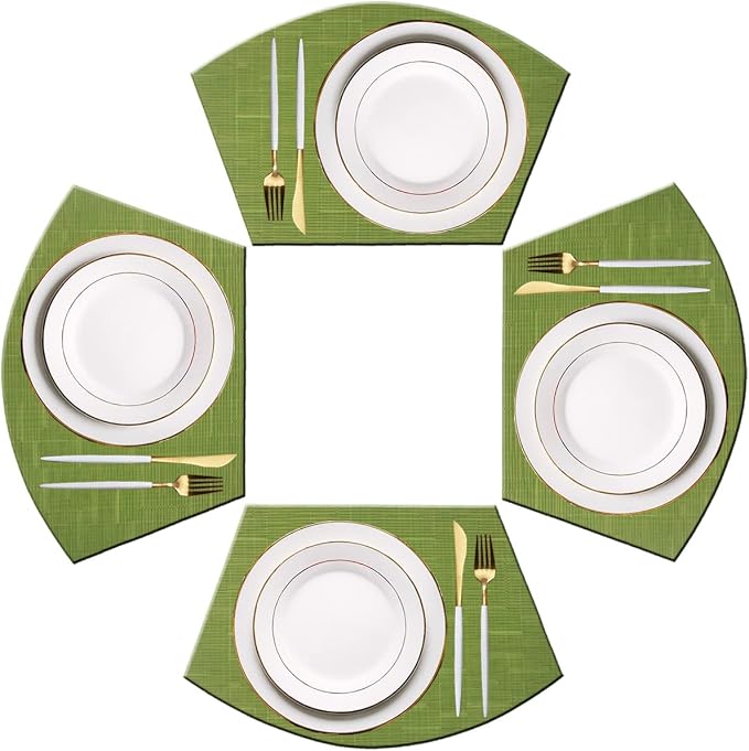 PIGCHCY Wedge Shaped Placemats for Dining Table Washable Vinyl Placemats Heat by PIGCHCY