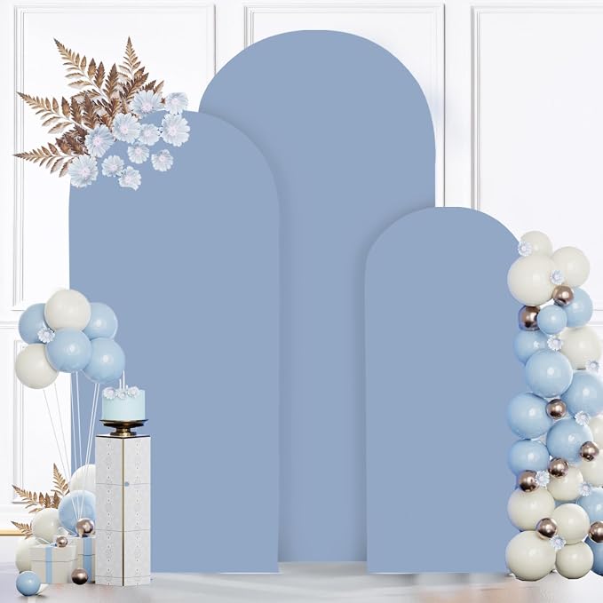 MODFUNS Dusty Blue Arch Cover Set of 3 Spandex Arch Stand Cover Wedding by MODFUNS