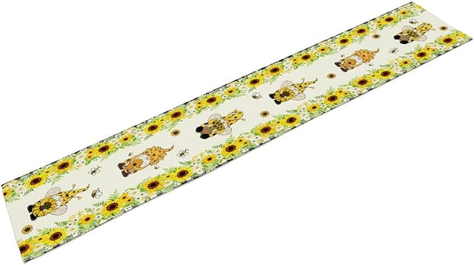 Summer Sunflower Gnome Table Runner, Buffalo Plaid Bee Farmhouse Seasonal Table - Image 8