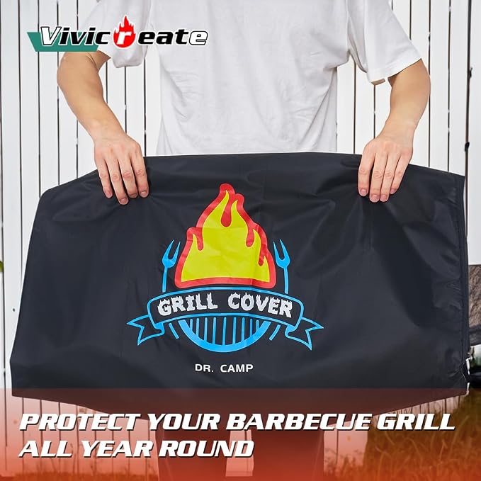 Vivicreate Waterproof BBQ Grill Cover 32 Inch Heavy Duty 420D Fabric Outdoor - Image 6