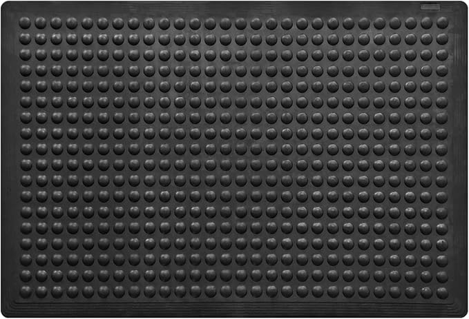 Black Rubber Bubble Anti-Fatigue Workplace Mat, Non-Slip Comfort Standing Floor by OranclUS