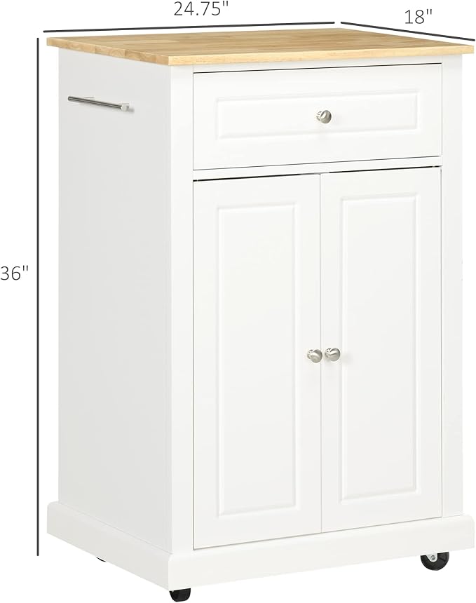 HOMCOM Rolling Kitchen Island Cart, Portable Serving Trolley Table - Image 7