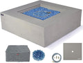 Elementi+ | Bergen Gas Fire Pit Cast Concrete 40" Square Fire Table, Outdoor by AMSFireplaceInc