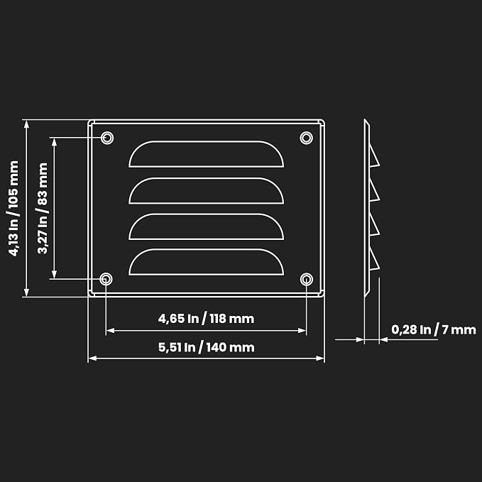 Repa Market 5.5" x 4" Inch Black Air Vent Cover - Image 2