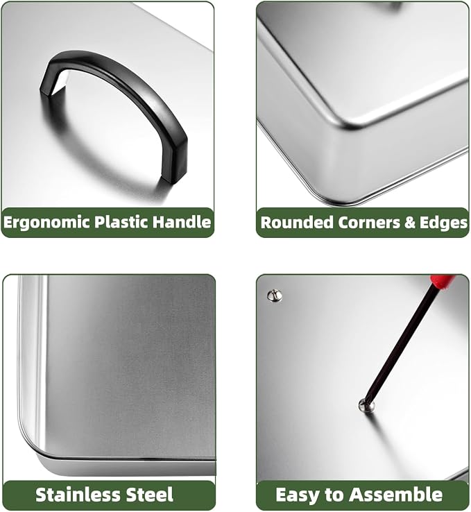 Rectangular Basting Cover, Stainless Steel Grill Cover Lid - Image 2