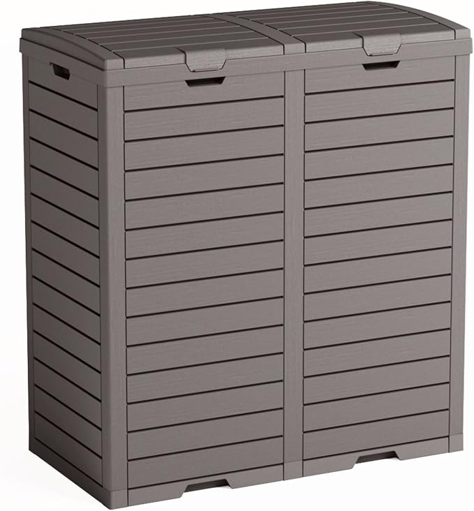 Outdoor Trash Can with lid, Waterproof, UV-Resistant Resin Garbage Can by Unknown