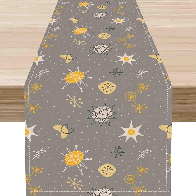 Mid Century Modern Table Runner, Retro 1950s 1960s Atomic Abstract Gray Cute by Unknown
