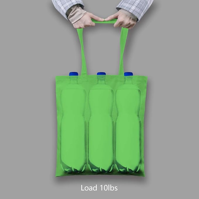 TOPDesign 6-Pack Economical 16"x15" Lime Green Cotton Tote Bag, Lightweight - Image 6