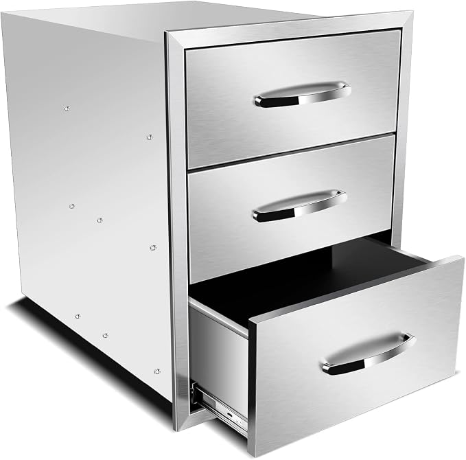 Flush Mount Stainless Steel Double Drawers by OLIPIC