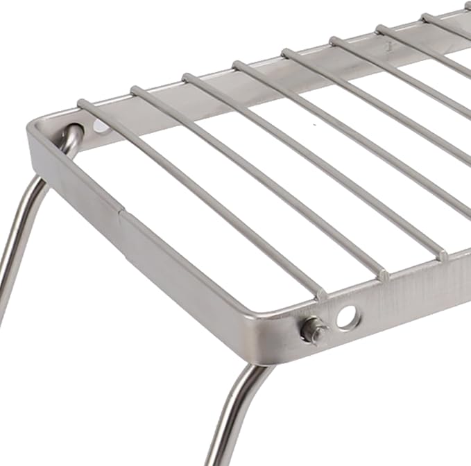 Folding Camping Grate, Stainless Steel Adjustable Height Campfire Grill - Image 4