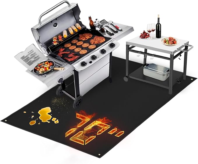Grill Pads Floor Mats, 70 x 48 in, Fireproof and Oil-Proof