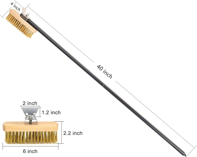 Pizza Oven Brush with Scraper Brass Bristles Pizza Brush - Image 2