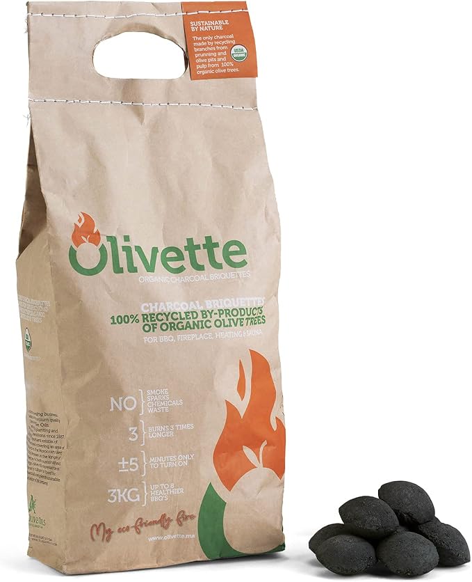 Organic Charcoal Briquettes by Olivette, Reusable Charcoal by Olivette