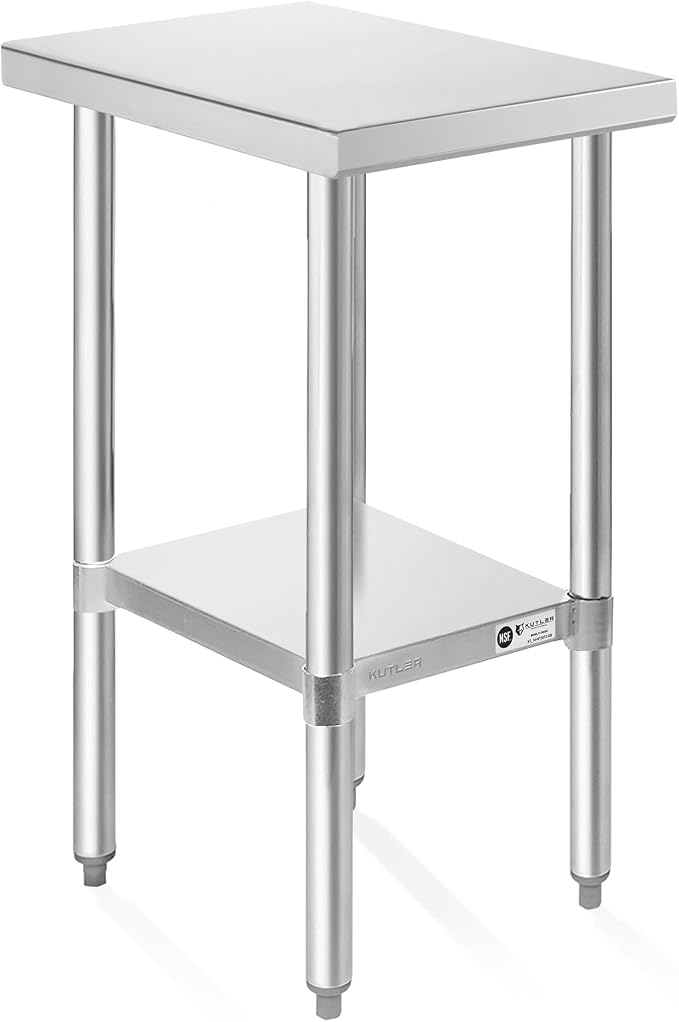 KUTLER Stainless Steel Table 24 x 12 Inches, NSF Heavy Duty Commercial Kitchen by Kutler
