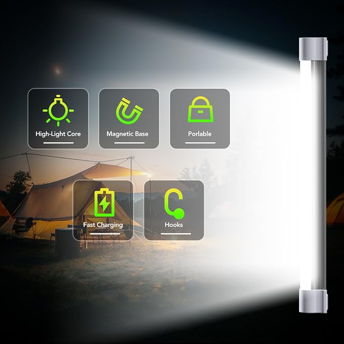 LETOUR LED Tube Magnetic Light Work Lights 6000Lumens 10400mAh 5 Lighting - Image 6