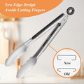 Tongs, 9-Inch Food-Grade Stainless Steel with Locking Ring, Set of 4