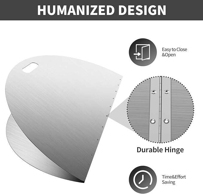 RYFT Fire Pit Lid Round, 40 Inch, 304 Stainless Steel Foldable Cover - Image 4