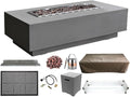 Elementi | Bundle Granville Gas Fire Pit Cast Concrete 60" Rectangular Fire by AMSFireplaceInc