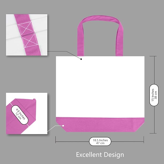 TOPDesign 3-Pack Super Strong Large 12oz Cotton Canvas Tote Bags, Reusable - Image 3
