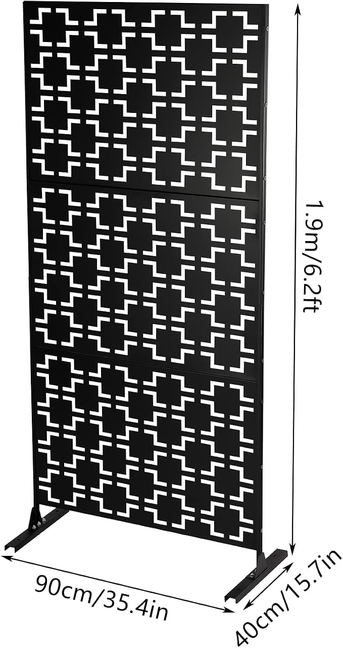 Metal Outdoor Privacy Screen, Freestanding Outdoor Divider Decorative Privacy - Image 4