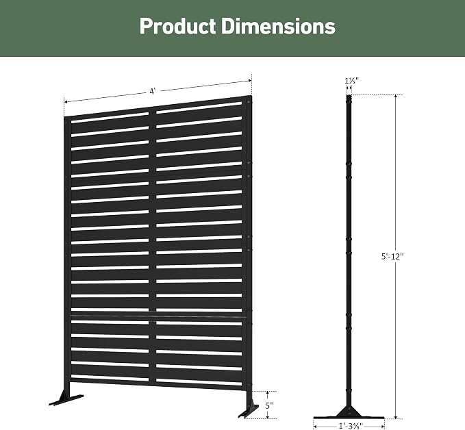 Modern Shade Metal Privacy Screen Outdoor 72" H x 48" W, Stable & Durable - Image 3