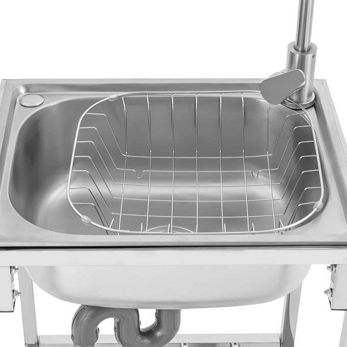 Stainless Steel Utility Sink Single Bowl Freestanding Laundry Sink - Image 6