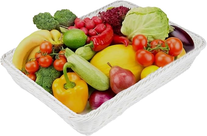5 Pack Poly Wicker Bread Baskets 15.7x11.8x2.8 Inch, Restaurant-Grade Food - Image 7