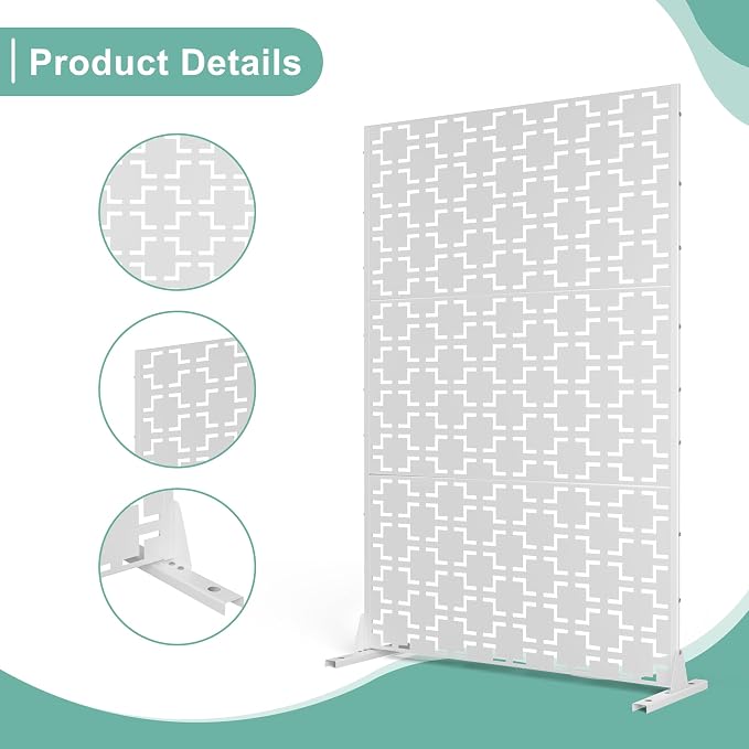 Metal Privacy Screen for Outdoor & Indoor Use, Free Standing Privacy Screen for - Image 4