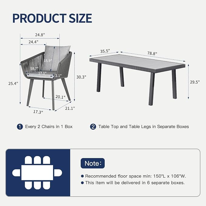 9 Pieces Patio Dining Set for 8 - Image 2
