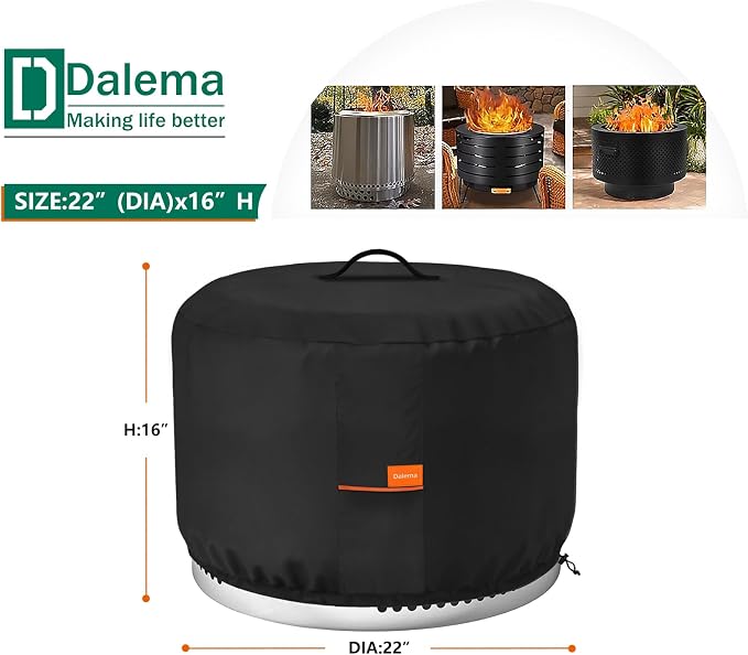 Round Fire Pit Cover, Outdoor 600D Heavy Duty 100% Waterproof Tear-Resistant - Image 2