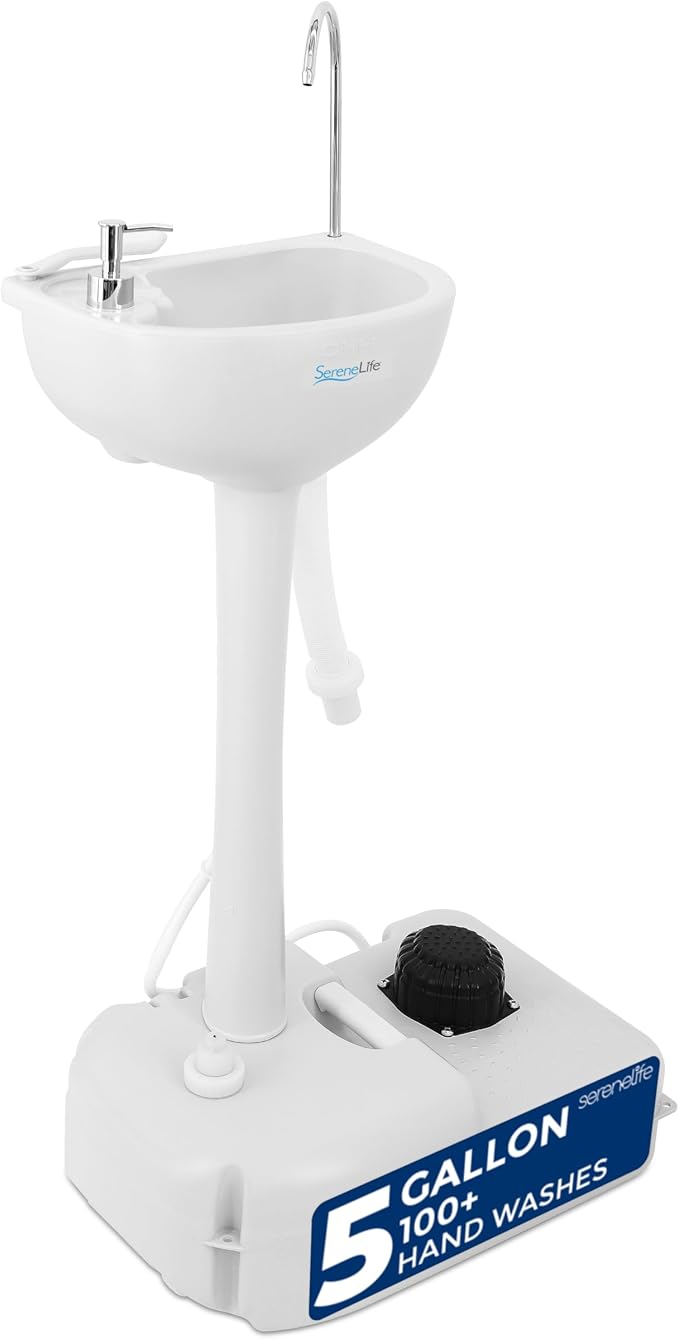 SereneLife Portable Hand Washing Station, 100+ Hand Washes, Hands-Free Foot Pump by SereneLife