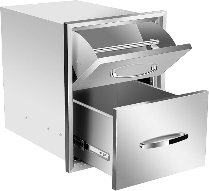 Outdoor Kitchen Drawers, Box Frame Style Flush Mount BBQ Drawer w/Stainless by OLIPIC