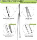 Tongs, 2-Pack 14-Inch Stainless Steel Kitchen Tweezers in Silver