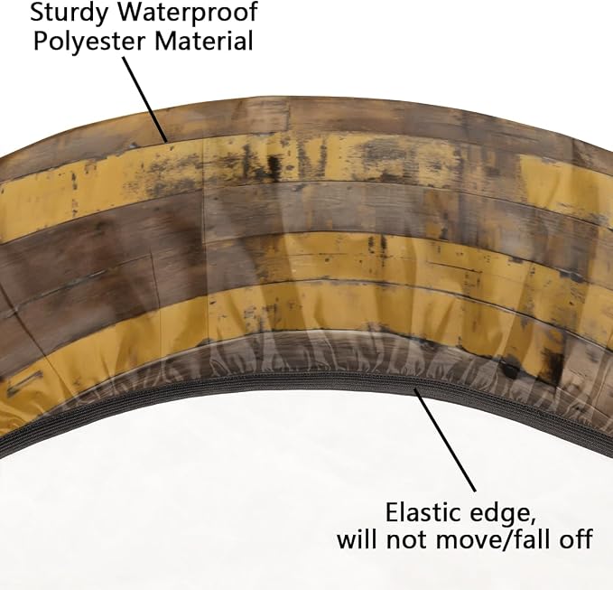 Brown Wooden Planks Retro Round Table Cloth Cover, Elastic Edge Waterproof - Image 5