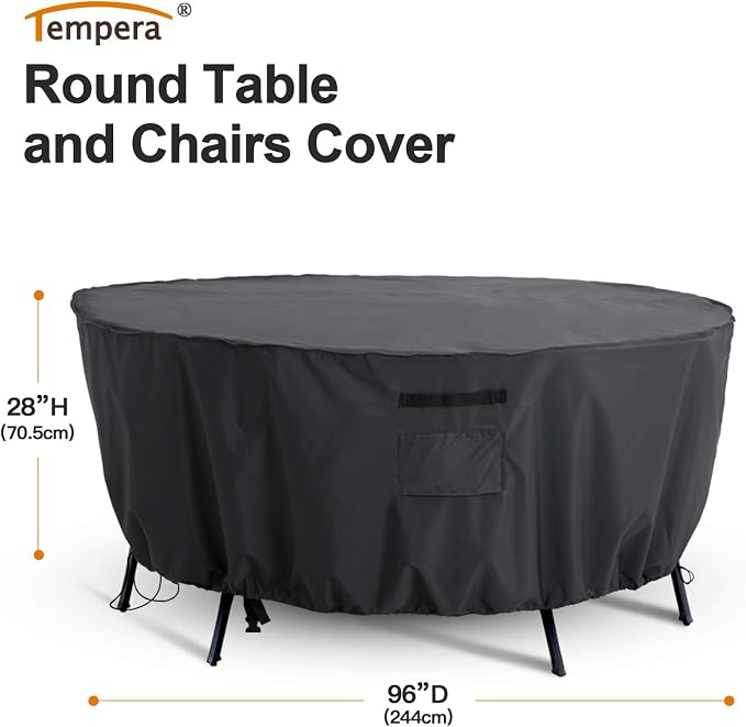 Tempera Outdoor Round Table Cover, Sectional Sofa, Dining Set cover, Anti-Fading - Image 2