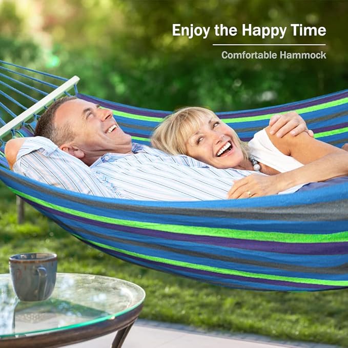 Hammock for Camping: 320G Canvas, 550 lb Capacity, Blue Green