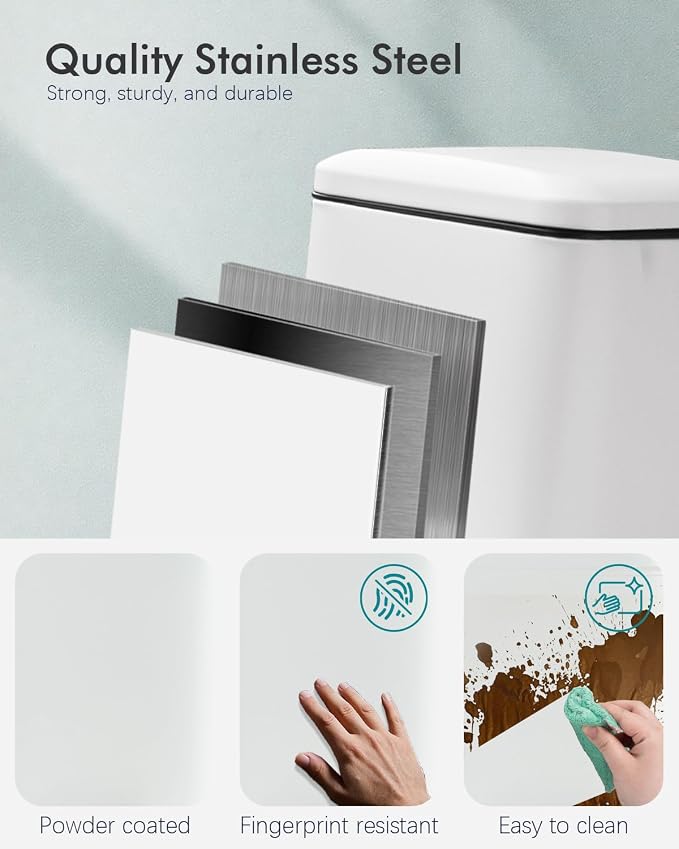 Bathroom Trash Can with Lid, 6 Liter / 1.6 Gallon Small Trash Can with - Image 6