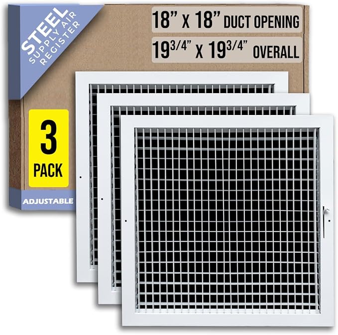 Fits 18x18 Duct Opening Steel Adjustable Air Supply Grille by Handua | Register by Handua