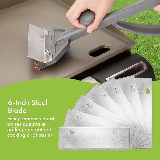 6" Stainless Steel Griddle Scraper Blades 6 Pack, Razor Sharp Grill Scraper - Image 6