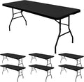 6 Pack Stretch Fabric Table Top Cap Cover, fits 8' Tables, Spandex Table Covers by REWOMC