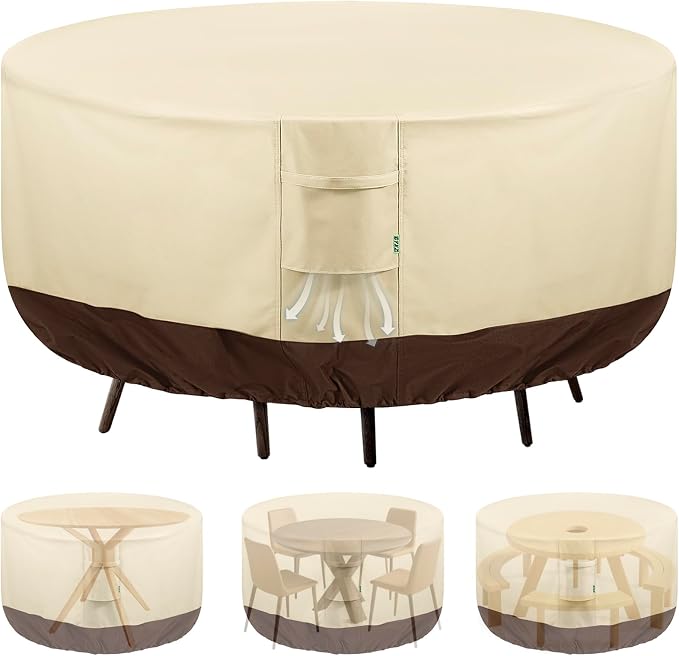 Round Patio Furniture Covers, 600D Heavy-duty UV-Resistant Fade-Proof Protection - Image 3