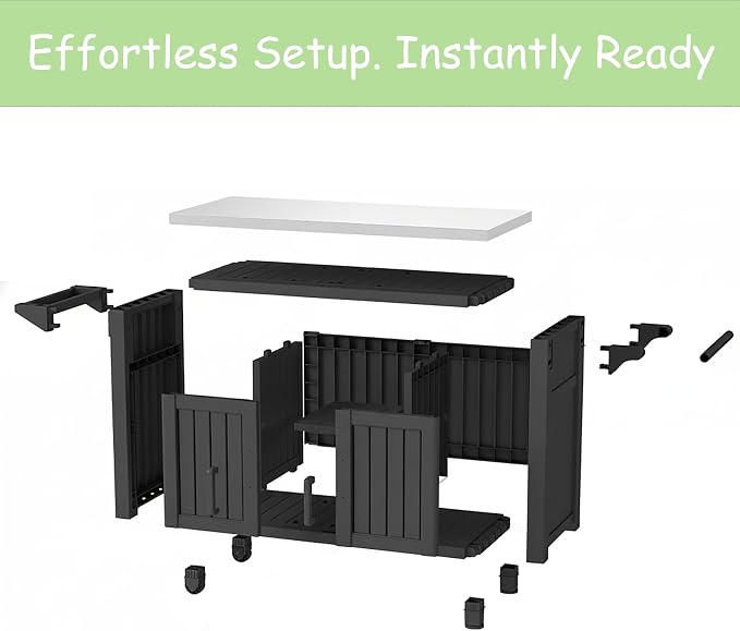 Kitchen Island Cart, All-Weather Resin Cabinet - Image 7