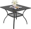 VICLLAX Patio Dining Table for 4 Square Metal Outdoor Table by HOME