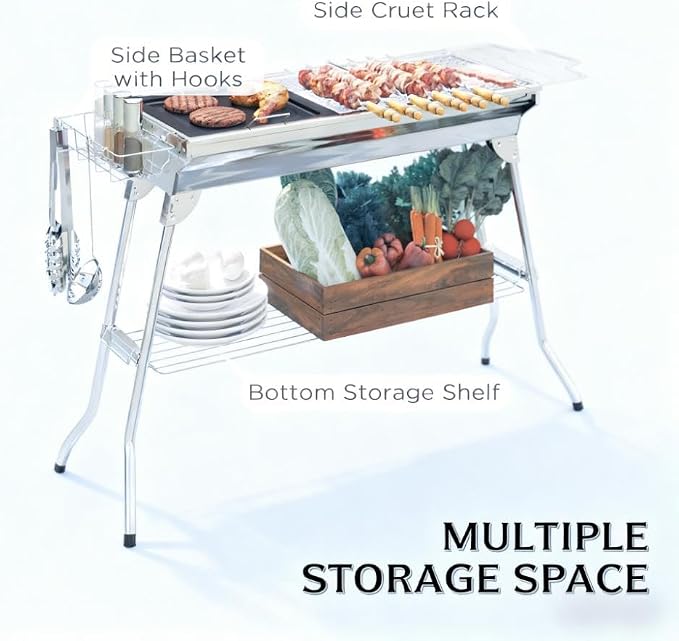Folding Charcoal BBQ Grill - Image 2