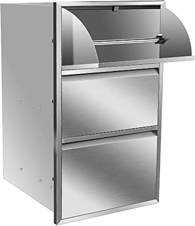 Outdoor Kitchen Drawers, Box Frame Style Flush Mount BBQ Drawer w/Stainless by OLIPIC