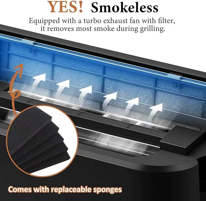 Indoor Grill, CUSIMAX Electric Smokeless Grill & Griddle - Image 3
