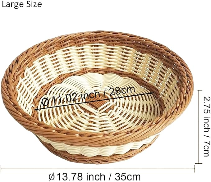 RT&BS 2pcs Round Wicker Bread Basket, Christmas Food Baskets, Eco-Friendly - Image 2