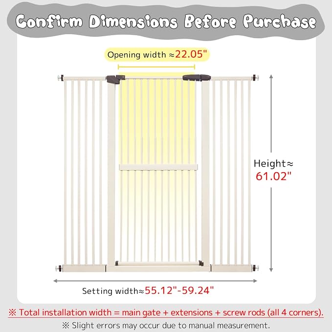 Lumizone Extra Tall Cat Gate 61.02" High Pressure Mounted Extra Wide - Image 2