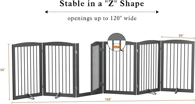 Freestanding Pet Gate with Door, Tall Dog Gate - Image 6