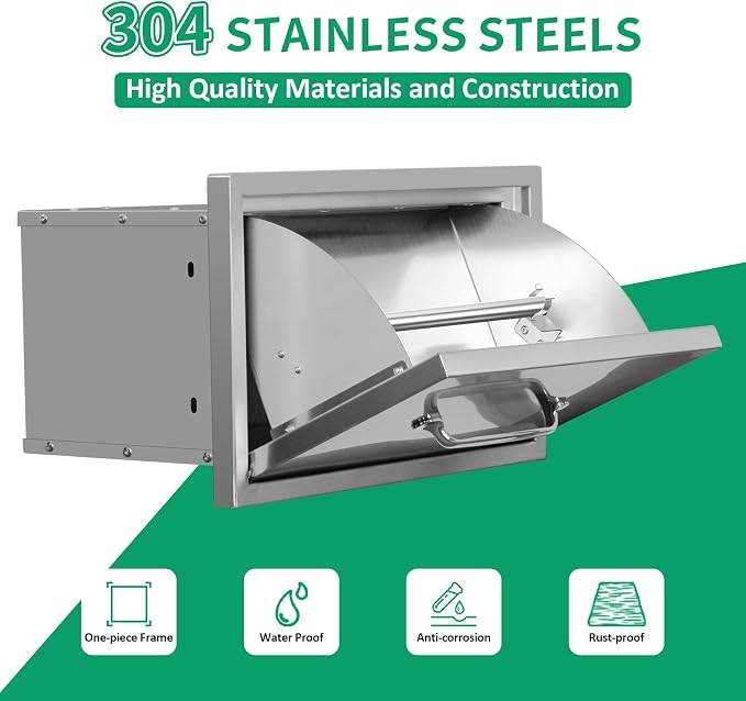 Outdoor Kitchen Drawers 16" W x 10" H x 10" D Stainless Steel Paper Towel - Image 3